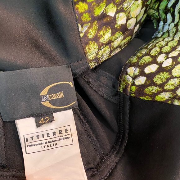 Just Cavalli Satin Low Plunge Bodycon Midi Dress - Picture 4 of 12